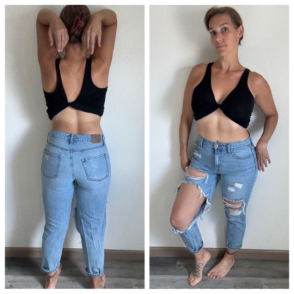 Aeropostal Mom Jean High Rise Destroyed 8 Streetwear Cotton